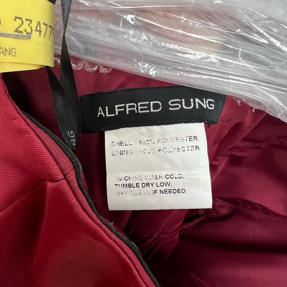 ALFRED SUNG BURGUNDY HIGH LOW COCKTAIL DRESS - WORN ONCE - Picture 3 of 6